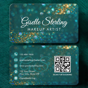 Makeup Artist Green QR Code Business Card