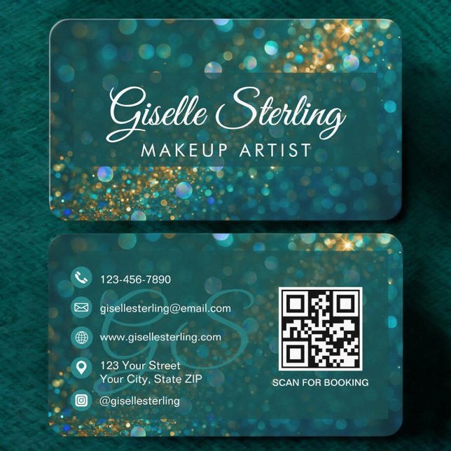 Makeup Artist Green QR Code Business Card (Creator Uploaded)