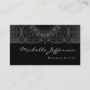 Makeup Artist Grey Pattern Black Business Card