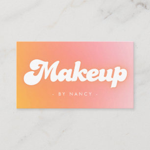 Makeup Artist Groovy Retro Peach  Business Card
