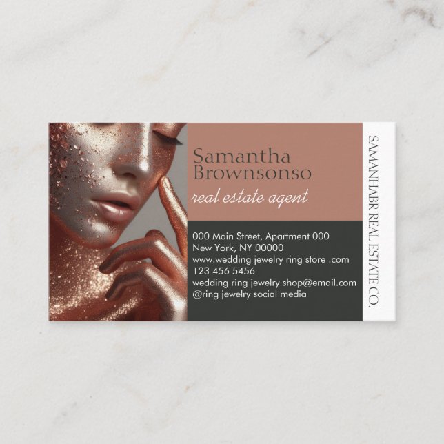 Makeup artist hair photo bold script business card (Front)