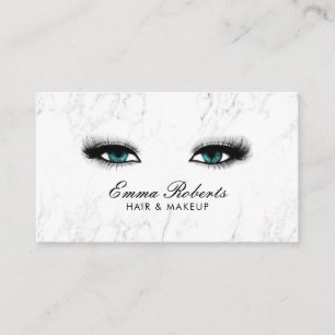 Makeup Artist Hair Salon Blue Eyes Morden Marble Business Card