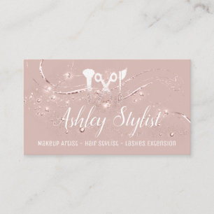 Makeup Artist Hair Salon Lash Scissors Blush Business Card