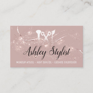 Makeup Artist Hair Salon Lash Scissors Rose Business Card