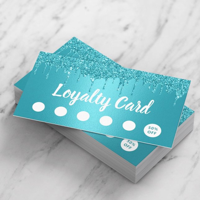 Makeup Artist Hair Salon Turquoise Drips Loyalty (Creator Uploaded)