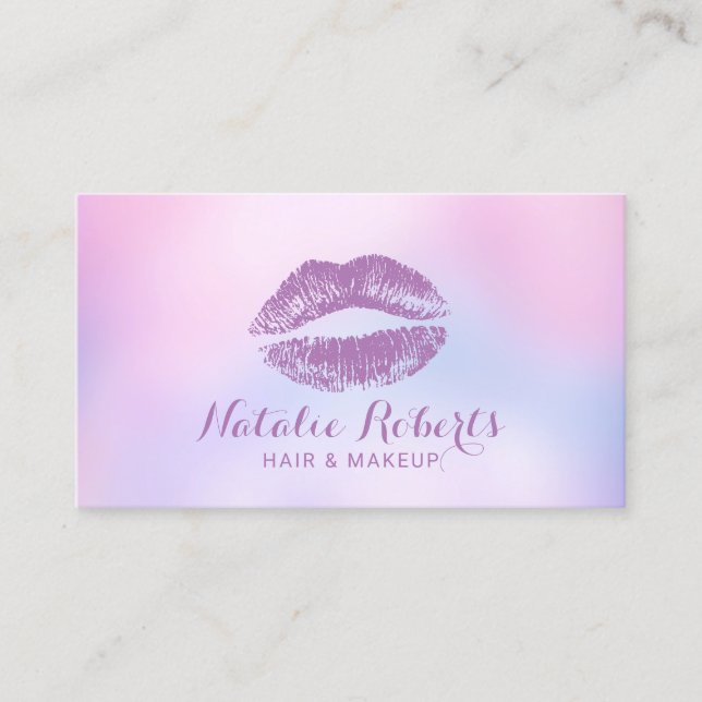 Makeup Artist Hair Salon Watercolor Pink Ombre Business Card (Front)