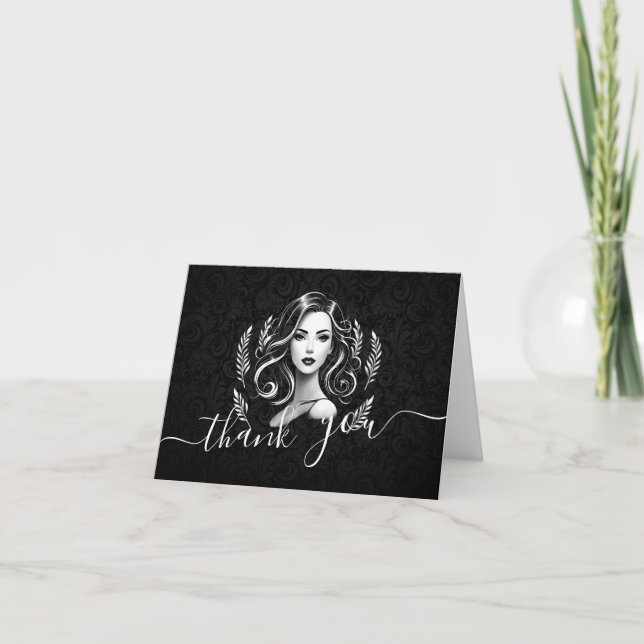 Makeup Artist Hair Stylist Beauty Salon Lash Brows Thank You Card (Front)