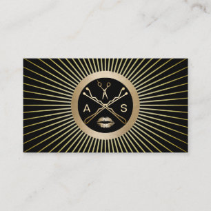 Makeup Artist & Hair Stylist Classy Black Gold Business Card