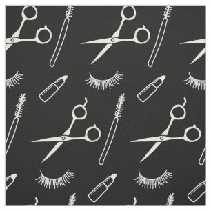 Makeup Artist Hair Stylist Cute Drawing Black Fabric