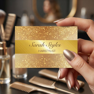 Makeup Artist Hair Stylist Glam Gold Glitter Stars Business Card