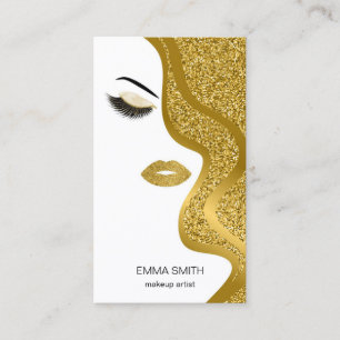 Makeup Artist  Hair Stylist Gold Glitter Business Card