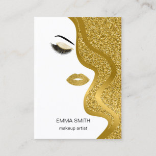 Makeup Artist  Hair Stylist Gold Glitter Business  Card