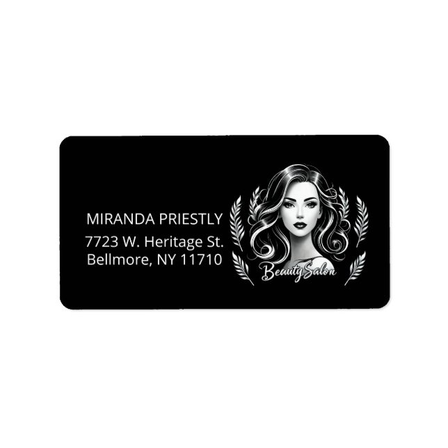 Makeup Artist Hair Stylist Modern Black White Gold Label (Front)