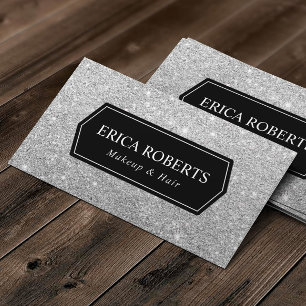 Makeup Artist Hair Stylist Modern Silver Glitter Business Card
