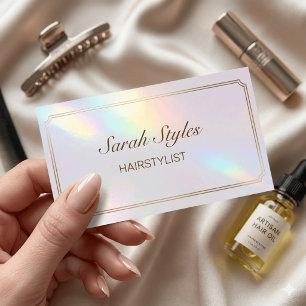 Makeup Artist Hair Stylist Opal Holographic Business Card