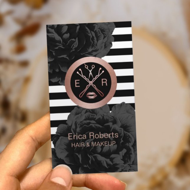 Makeup Artist Hair Stylist Rose Gold Beauty Salon Business Card (Creator Uploaded)