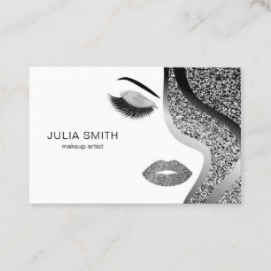 Makeup Artist  Hair Stylist Silver Glitter Business Card