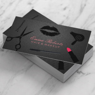 Makeup Artist Hair Stylist Trendy Carbon Black Business Card