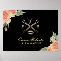 Makeup Artist Hair Stylist Vintage Floral Salon
