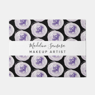 Makeup Artist Hand Watercolor Poppies Purple Black Doormat