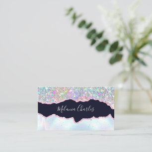 Makeup Artist Holographic Glitter Iridescent Agate Business Card