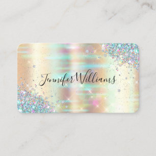 Makeup Artist Holographic Glitter Modern Faux Gold Business Card