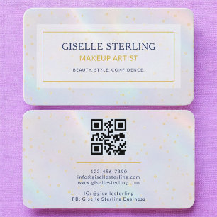 Makeup Artist Holographic QR Code Business Card