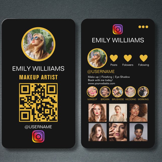 Makeup Artist Influencer Photo Social Media QRCode Business Card (Creator Uploaded)
