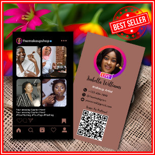 Makeup Artist Instagram POST Terracotta QR Code Business Card