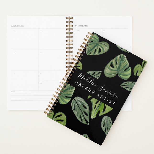 Makeup Artist Jungle Greenery Watercolor Monstera Planner (Display)