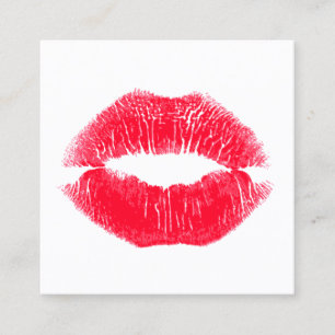 Makeup Artist Kiss Kissing Lips Square Business Card