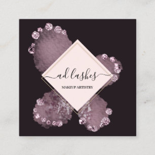 Makeup Artist Lash Beauty Studio Floral Plum Square Business Card