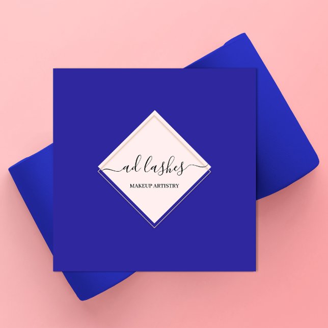 Makeup Artist Lash Beauty Studio Pink Blue Square Business Card (Creator Uploaded)