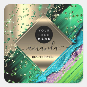 Makeup Artist Lash Body Cosmetic Name Tropic Logo  Square Sticker