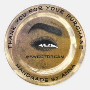 Makeup Artist Lash Cleaner Grey Golden Grunge Classic Round Sticker