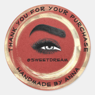 Makeup Artist Lash Cleaner Grey Golden Red Classic Round Sticker