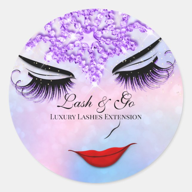 Makeup Artist Lash Extension Beauty Shop Diamond Classic Round Sticker (Front)