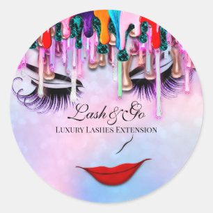 Makeup Artist Lash Extension Beauty Shop Drips Classic Round Sticker
