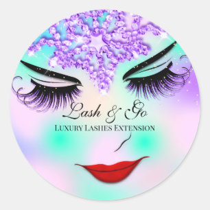 Makeup Artist Lash Extension Beauty Shop Purple Classic Round Sticker