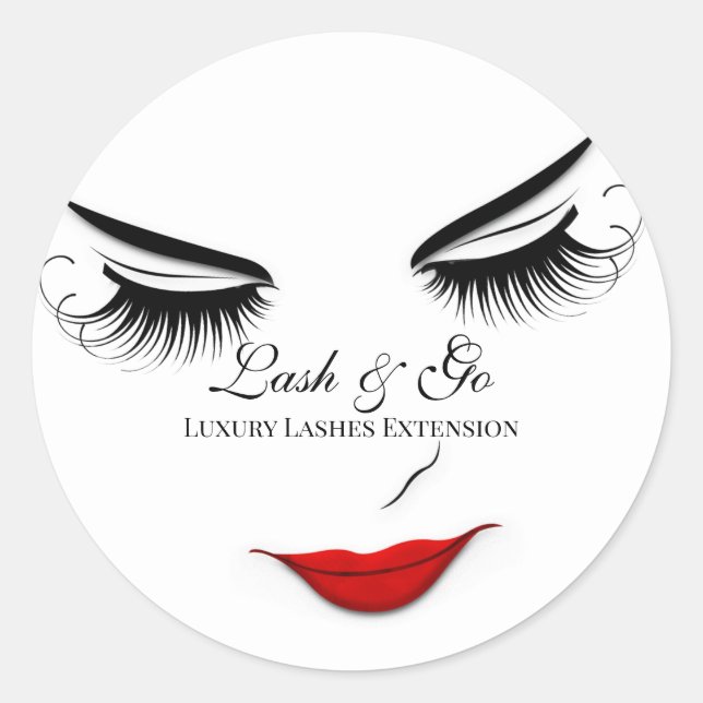Makeup Artist Lash Extension Lips Black White  Classic Round Sticker (Front)