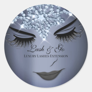 Makeup Artist Lash Extension Lips Royal Blue Smoky Classic Round Sticker