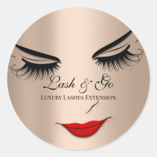 Makeup Artist Lash Extension Red Lips Girly Face Classic Round Sticker