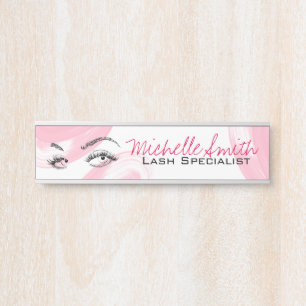 Makeup Artist Lash Extensions Lashes Brows Pink  Door Sign