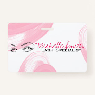 Makeup Artist Lash Extensions Lashes Brows Pink ID Badge