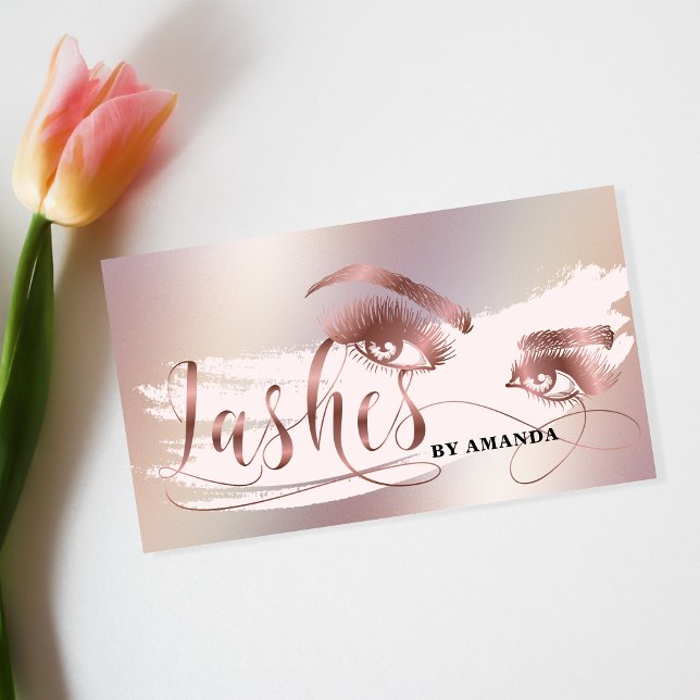 Makeup artist Lash Eyebrow Eyes Lashes Rose Gold Business Card (Creator Uploaded)