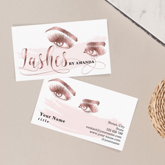 Makeup artist Lash Eyebrow Eyes Lashes Rose Gold Business Card (Creator Uploaded)