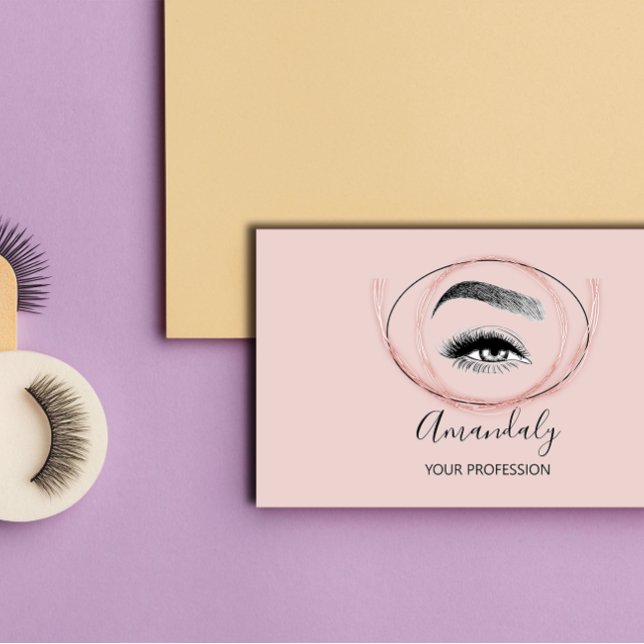 Makeup Artist Lash Friseur Logo QR CODE FrameRose  Business Card (Makeup Artist Lash Friseur Logo QR CODE FrameRose Business Card)