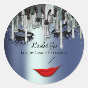 Makeup Artist Lash Product Drips Lips Smoky Blue Classic Round Sticker
