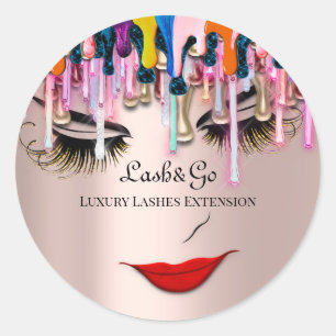 Makeup Artist Lash Product Drips Red Lip Rose Drip Classic Round Sticker