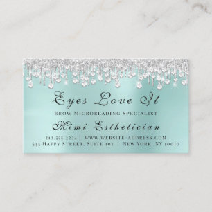 Makeup Artist Lash Silver Drips Event Planner Blue Appointment Card